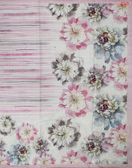 Floral White & Pastel Pink Chiniya Silk Saree