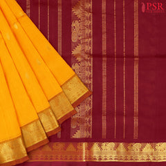 Marigold Yellow Cotton Silk Saree