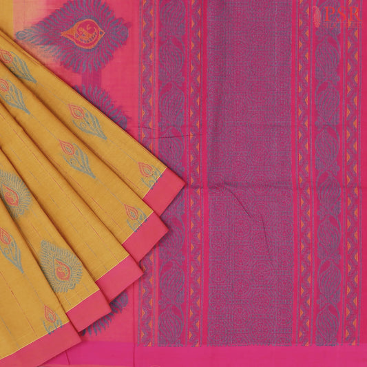 Mustard Yellow Kovai Cotton Saree