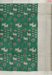 Dark Spring Green Munga Silk Saree