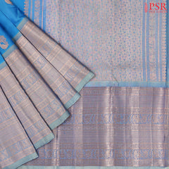 Olympic Blue Kanchipuram Silk Saree