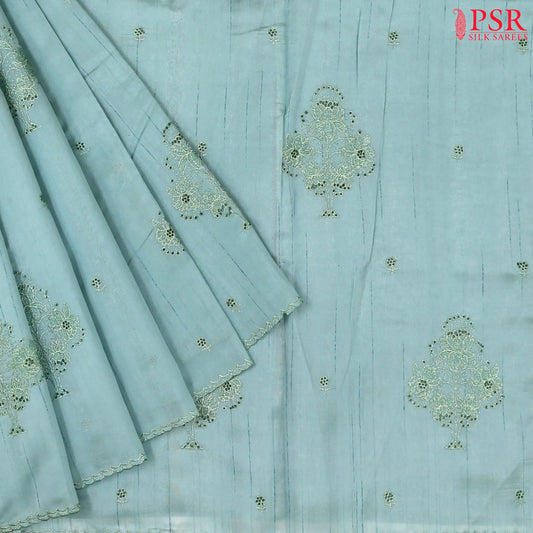 Light Blue Kosa Embroidery Saree