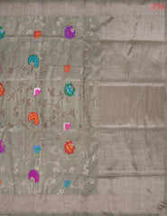 Fossil Grey Banaras Katan Silk Saree