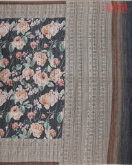 Charcoal Grey Semi Dupion Saree