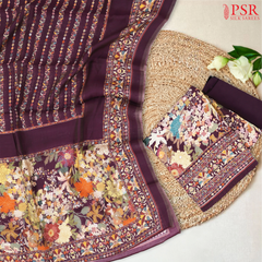 Dark Mulberry Purple Semi Crepe Dress Material