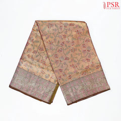 Copper Pink Kanchipuram Jacquard Tissue Silk Saree