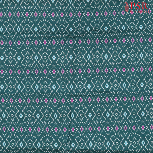 Teal Green Semi Tassar Ikkat Print Running Material