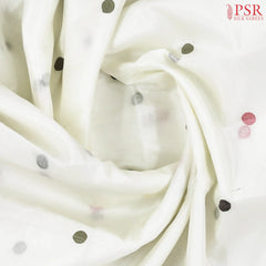 Pearl White Organza Embroidery Saree