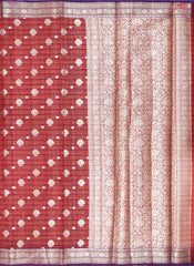 Crimson Silk Cotton Cut Work Saree