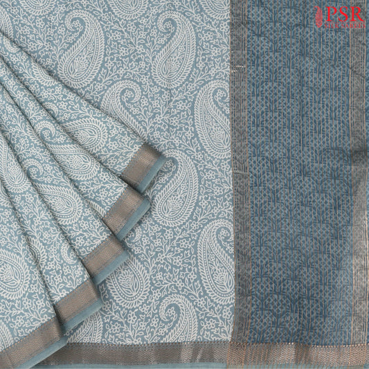 Powder Blue Assam Saree