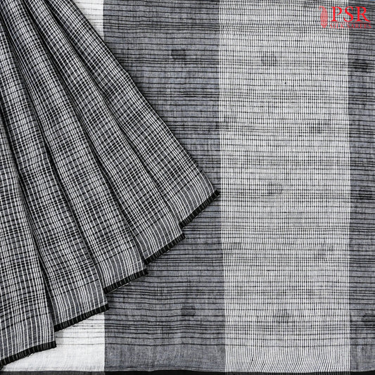 Dark Grey Linen Saree