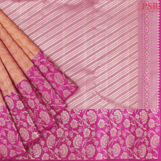 Yam Orange Kanchipuram Jacquard Silk Saree