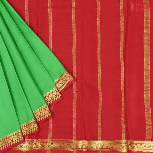 Parrot Green Mysore Silk Saree