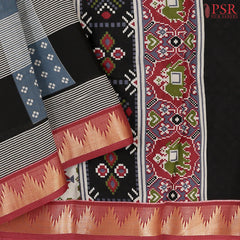 Black & Cement Grey Asssam Saree