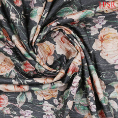 Charcoal Grey Semi Dupion Saree