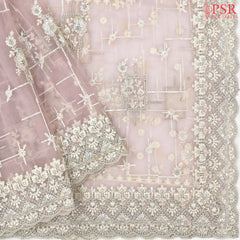 Lavender Blush Organza Laser Embroidery Saree