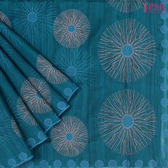 Dark Peacock Blue Kosa Embroidery Saree