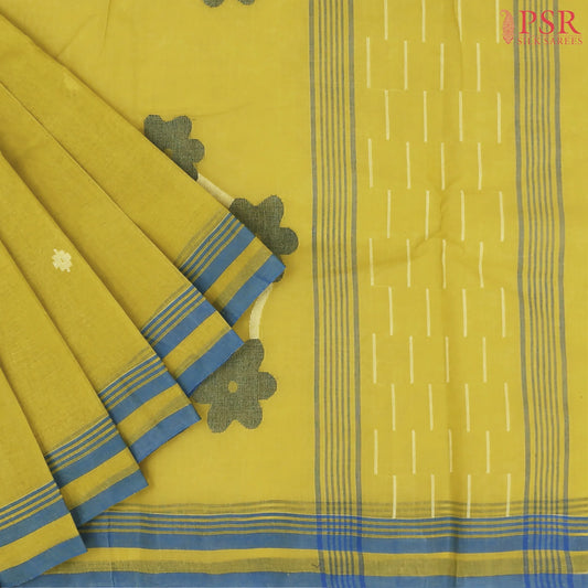Olive Yellow Bengal Cotton Saree