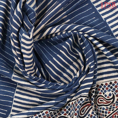 Dark Blue Jaipur Cotton Printed Saree