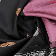Dark Onion Pink & Black Kanchipuram Half & Half Silk Saree