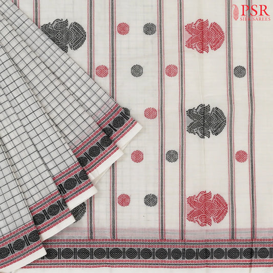 Off White Kalakshetra Kovai Cotton Saree