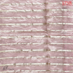 Floral White & Pastel Pink Chiniya Silk Saree