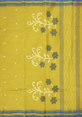 Olive Yellow Bengal Cotton Saree