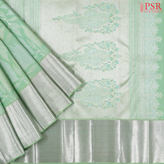 Pastel Green Kanchipuram Jacquard Silk Saree