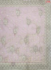 Lavender Blush Organza Laser Embroidery Saree