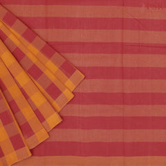 Red & Marigold Mangalagiri Cotton Saree