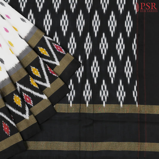 Daisy White Pochampally Silk Saree