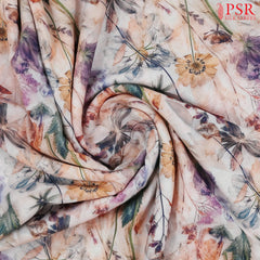 Multcolor Peach Linen Print Running Material