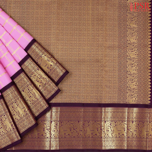 Rose Pink Kanchipuram Silk Saree