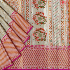 Golden Beige Kanchipuram Jacquard Tissue Silk Saree