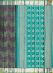 Green & Dark Grey Kanchipuram Jacquard Silk Saree