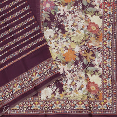 Dark Mulberry Purple Semi Crepe Dress Material