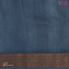 Light Blue Grey Chanderi Silk Cotton Saree