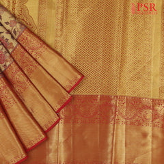 Golden Tan Kanchipuram Jacquard Tissue Silk Saree