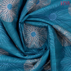 Dark Peacock Blue Kosa Embroidery Saree