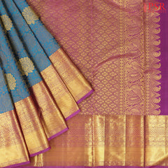 Cerulean Blue Kanchipuram Silk Saree