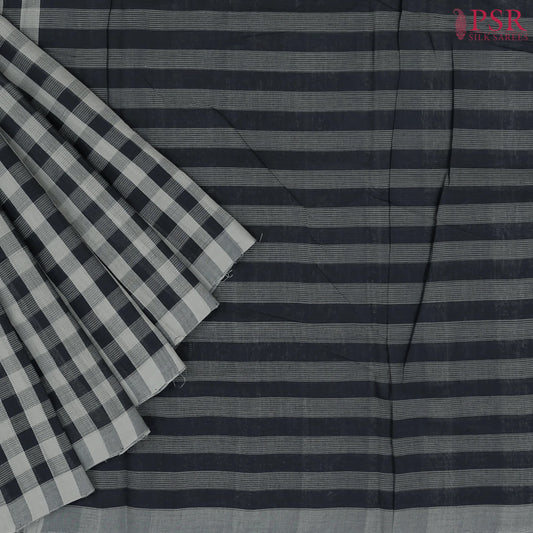 Black & Grey Mangalagiri Cotton Saree