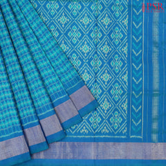 Peacock Blue Pochampally Silk Ikat Saree