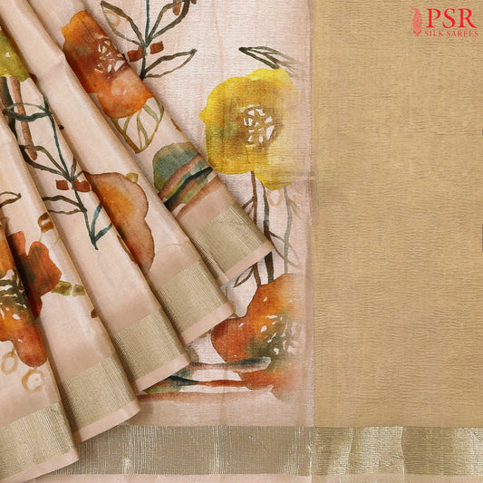 Blush Peach Tissue Saree