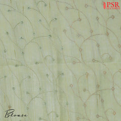 Pastel Citrus Olive Kosa Embroidery Saree