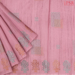 Orchid Pink Semi Tussar Embroidery Saree