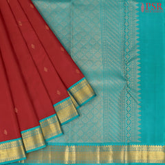 Carmine Red Fancy Kanchipuram Silk Saree