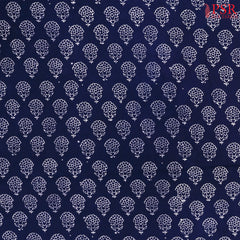 Navy Blue Cotton Print Running Material