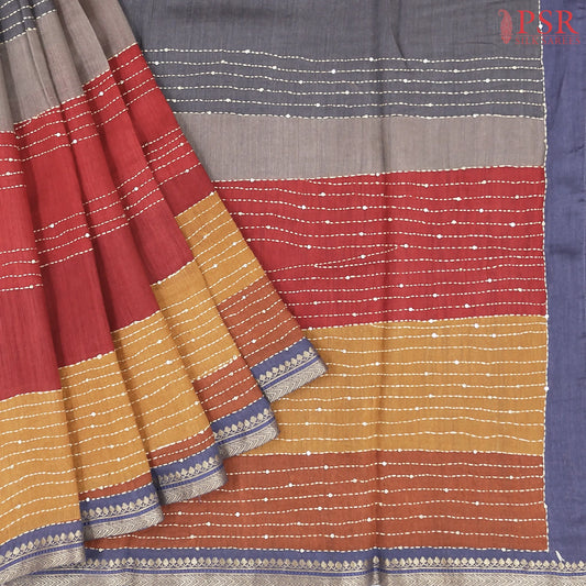Multicolor Munga Silk Saree