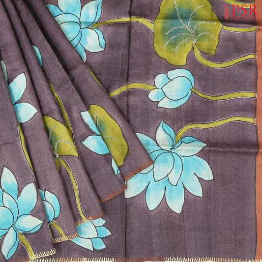 Purple Mauve Kadhi Tussar Silk Saree