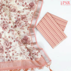 Flamingo Peach Kota Silk Cotton Dress Material
